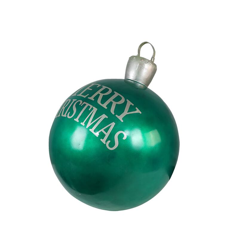 Extra Large Merry Christmas Commercial Ball Ornament Outdoor Decoration - 26" - Green and Silver