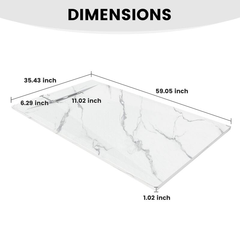 SMC Alcove Shower Pan Base with Reversible Drain, Low Profile, Wheelchair Access, Slip-Resistant, cUPC Certified