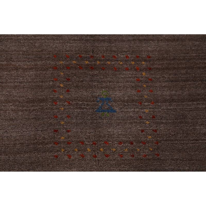 Hand Knotted Oriental 100% Wool Carpet Tribal Animal Pictorial Brown Gabbeh Area Rug - 9' 9'' X 8' 0''