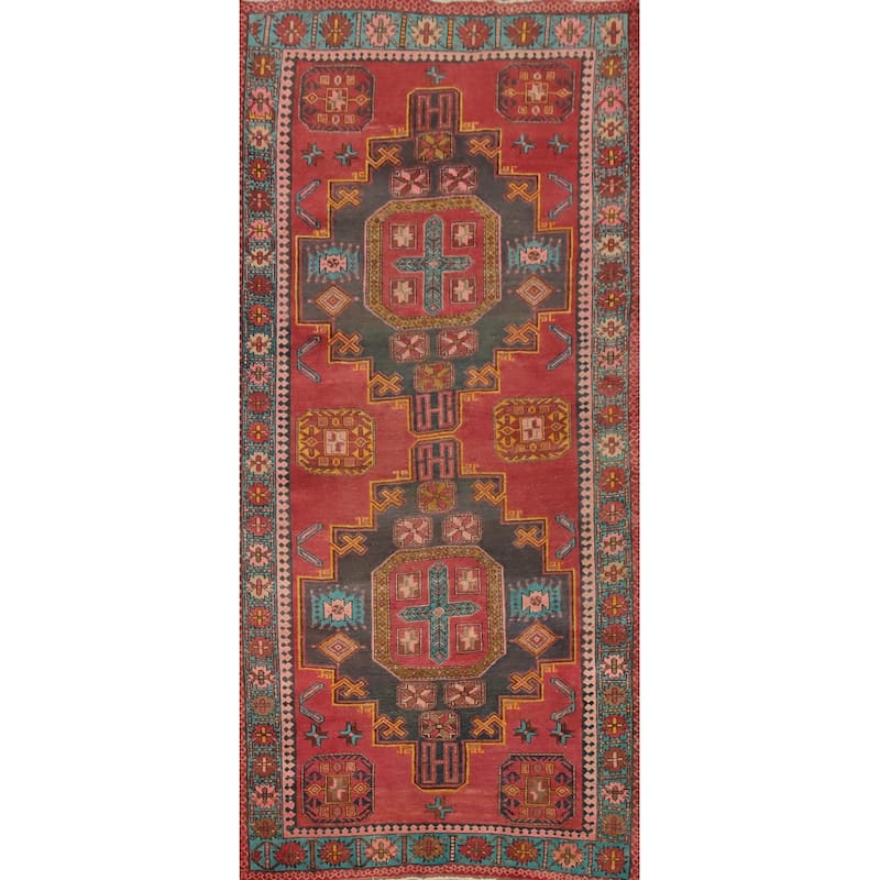 Hand Knotted Oriental 100% Wool Carpet Traditional Tribal Red Ardebil Area Rug - 10' 4'' X 4' 6''