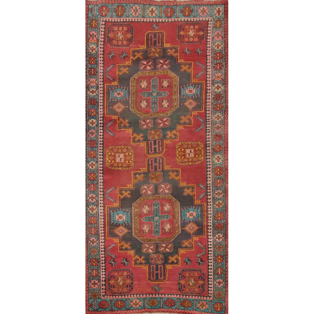 Hand Knotted Oriental 100% Wool Carpet Traditional Tribal Red Ardebil Area Rug - 10' 4'' X 4' 6''