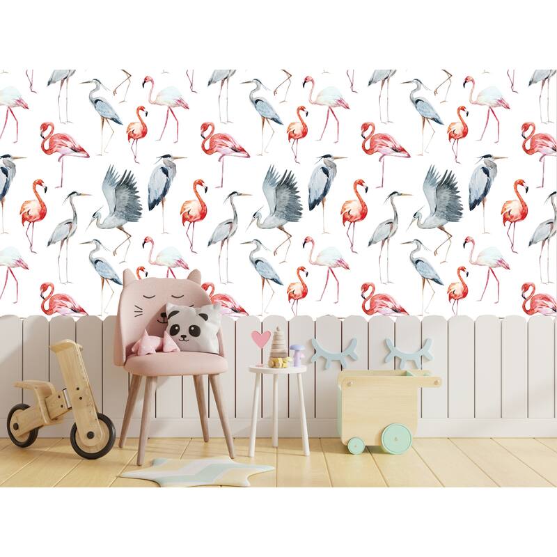 Dongu Flamingos Removable Wallpaper - 24'' inch x 10'ft