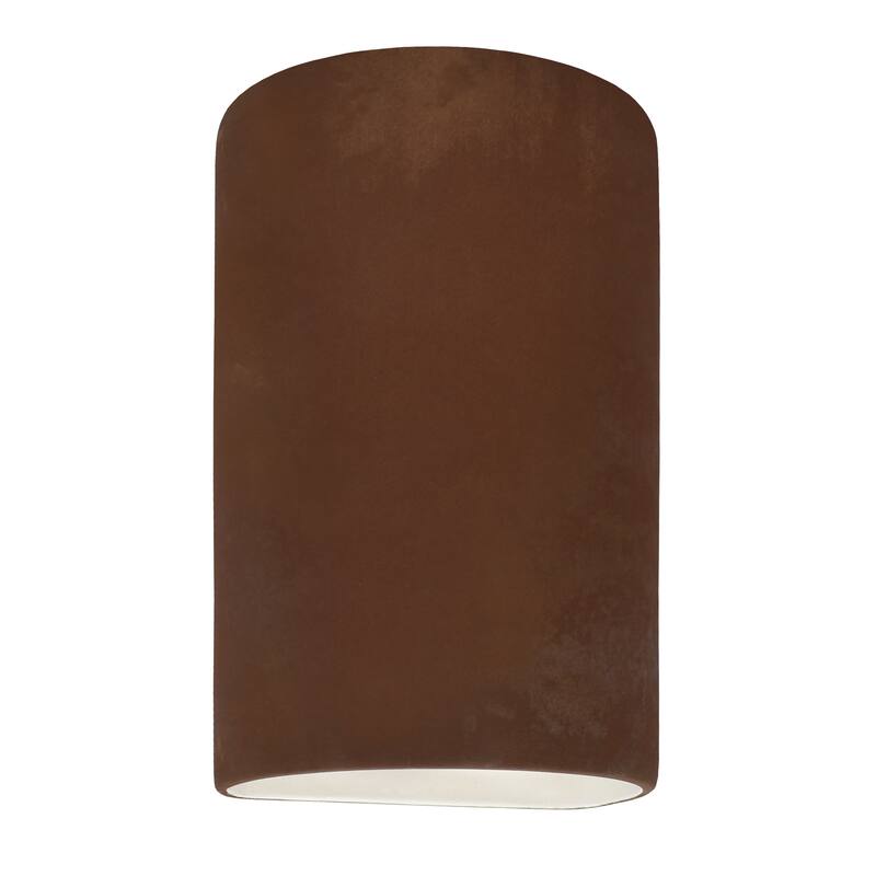 Justice Design Ambiance - Large Cylinder Wall Sconce - Open Top & Bottom - Replaceable Bulb - Real Rust
