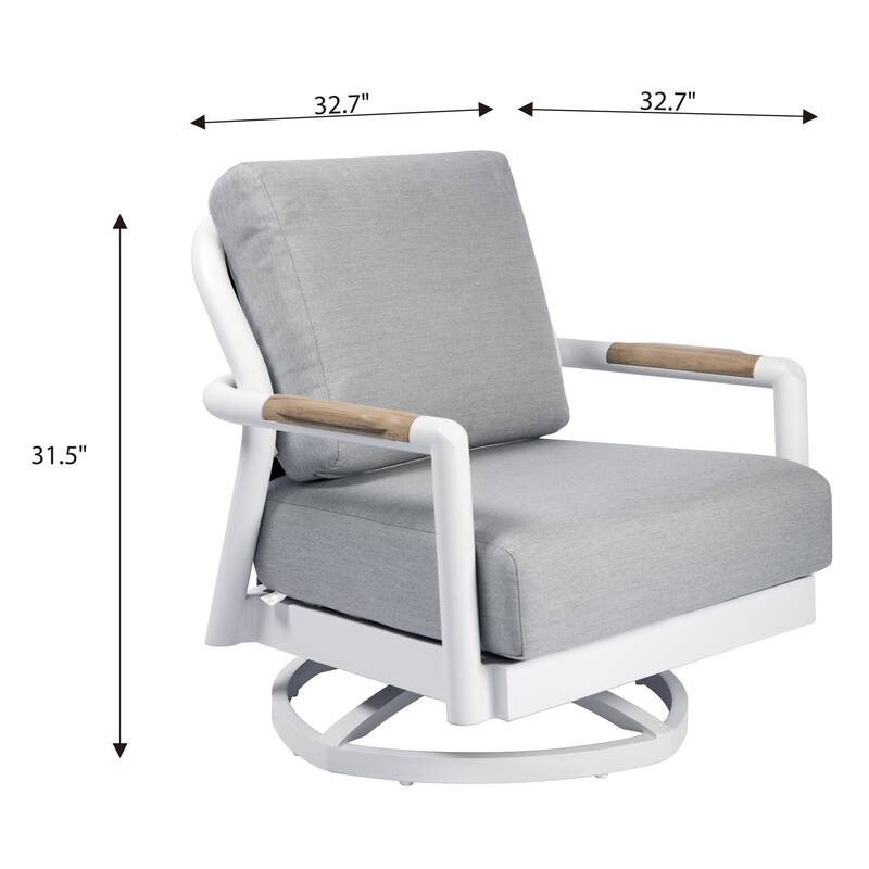 Elementi Santorini Outdoor Aluminum Swivel Chair with Sunbrella® Cushions