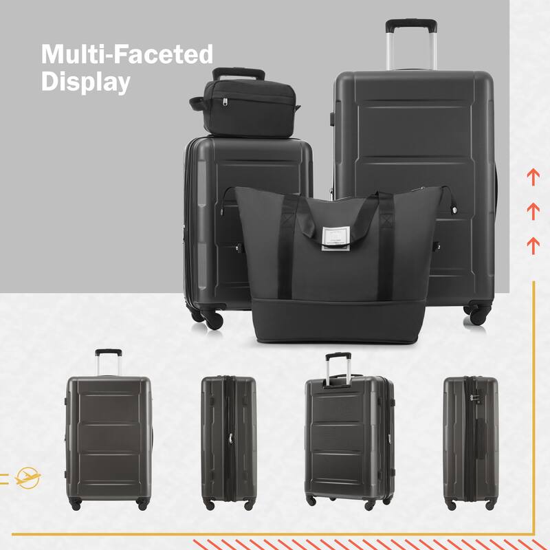 2-Piece, Modern Luggage Sets, Expandable Luggage with 360-Degree Swivel Wheels and TSA lock, for Boarding Travel, Dark Gray