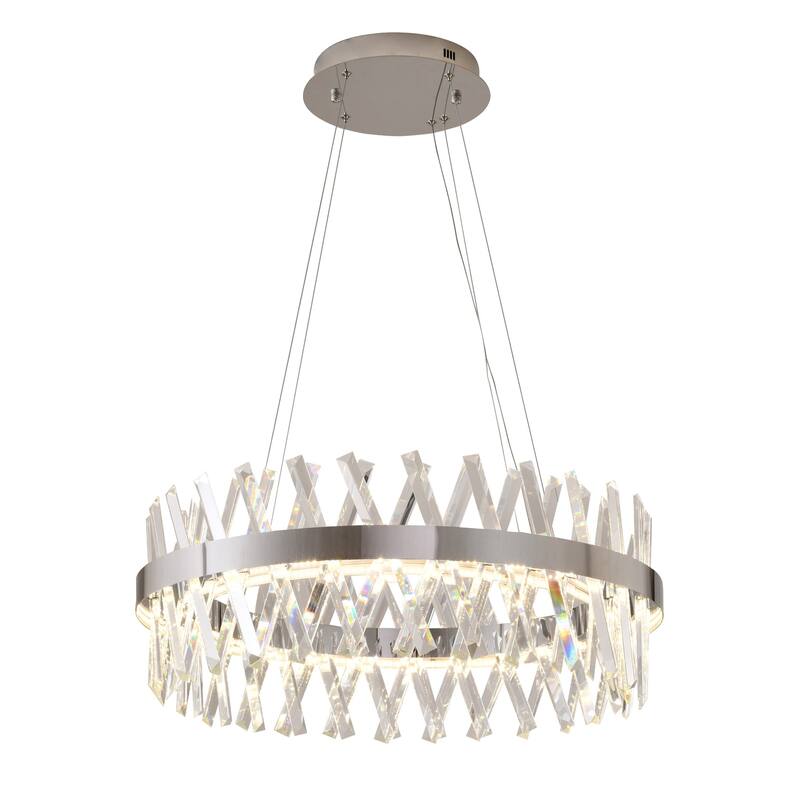 Chrome Chandelier Dimmable 59" Adjustable Hanging Light Baroque Crystal Fixture 26" Diameter - 10