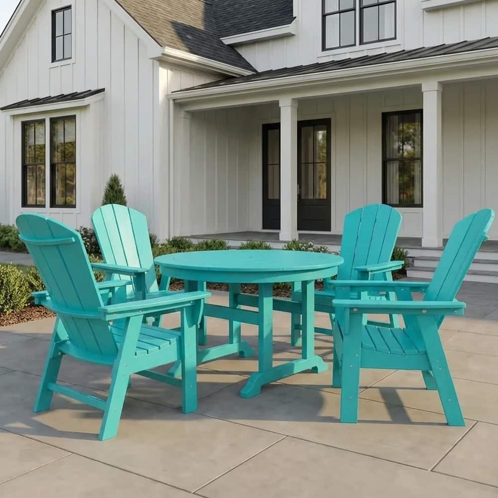 Laguna Hdpe All Weather Outdoor Patio Round Adirondack Dining Chairs Set (5-Piece Set)