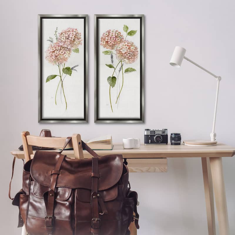 Stupell Pink Hydrangea Sprigs Framed Floater Canvas Wall Art Design By Nan (Set of 2)