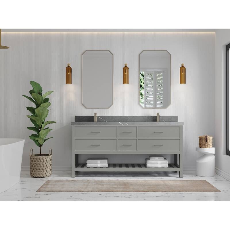 Willow Collections 72 in. W x 22 in. D Parker Double Sink Bathroom Vanity with Countertop