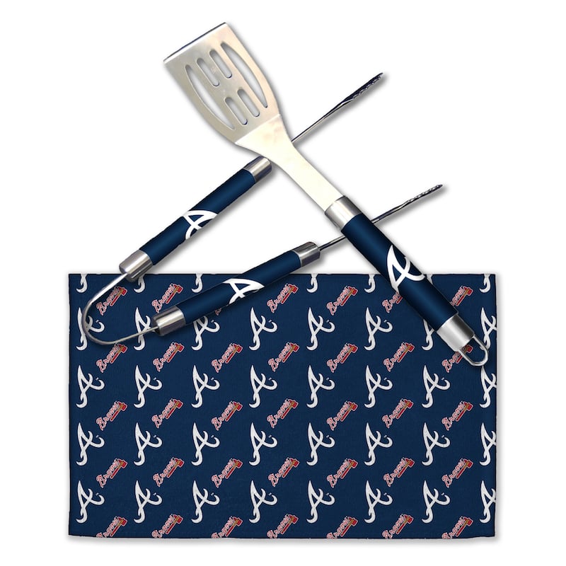 MLB Atlanta Braves 3-Piece BBQ Utensil Set 17.25 6 11 x 18 Inches