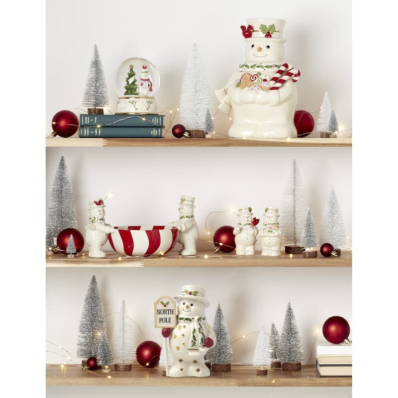 Lenox Happy Holly Days North Pole Snowman Lit Figurine
