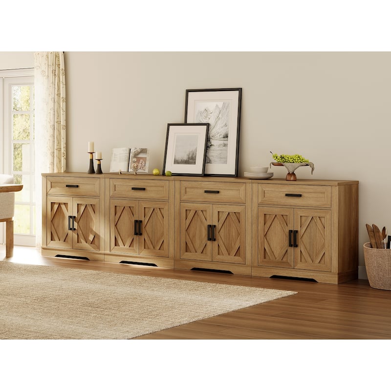 Farmhouse Entertainment Center with Storage Barn Door Cabinet for 50"-130" TVs