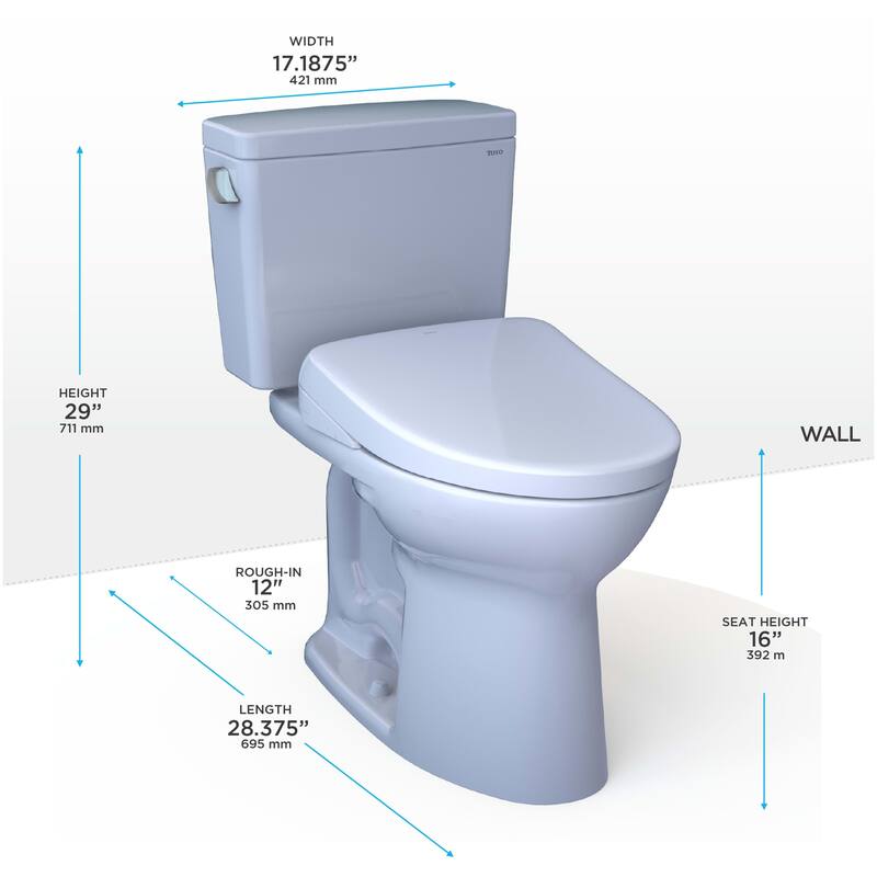 Toto MW7764736CSGA#01 Drake 1.6 GPF Two Piece Elongated Toilet
