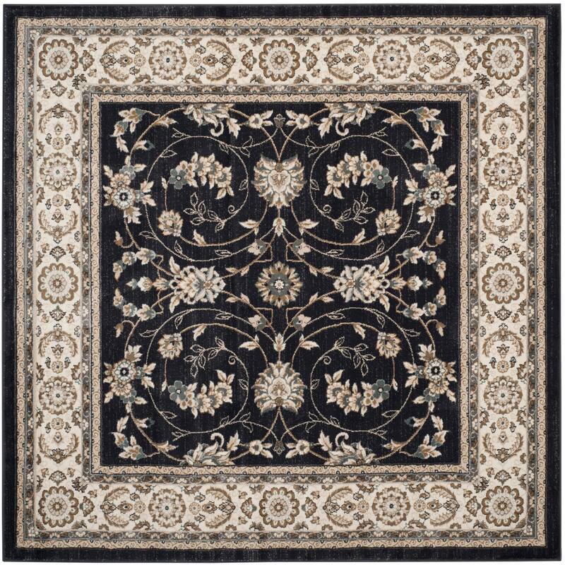 SAFAVIEH Lyndhurst Sydell Traditional Oriental Rug - 5'3" Square - Anthracite/Cream