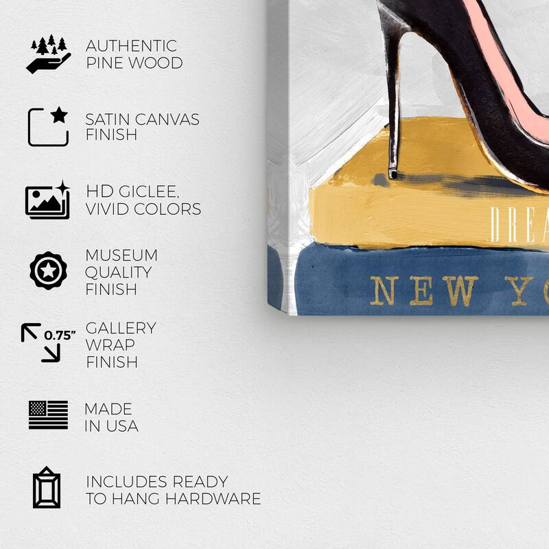 Wynwood Studio Canvas Fashion and Glam Ready for Fall Books Red and Metallic Gold Glam Wall Art Canvas Print