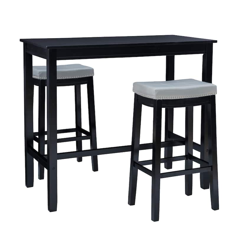 3-Piece Bar Table and Stool Set- 47.25" - Black and Gray