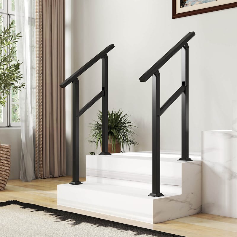 Costway 1/2 PCS Handrail for Outdoor 0-2/0-3 Steps with Flexible Angle - 1 pcs Suitable Steps: 0-2
