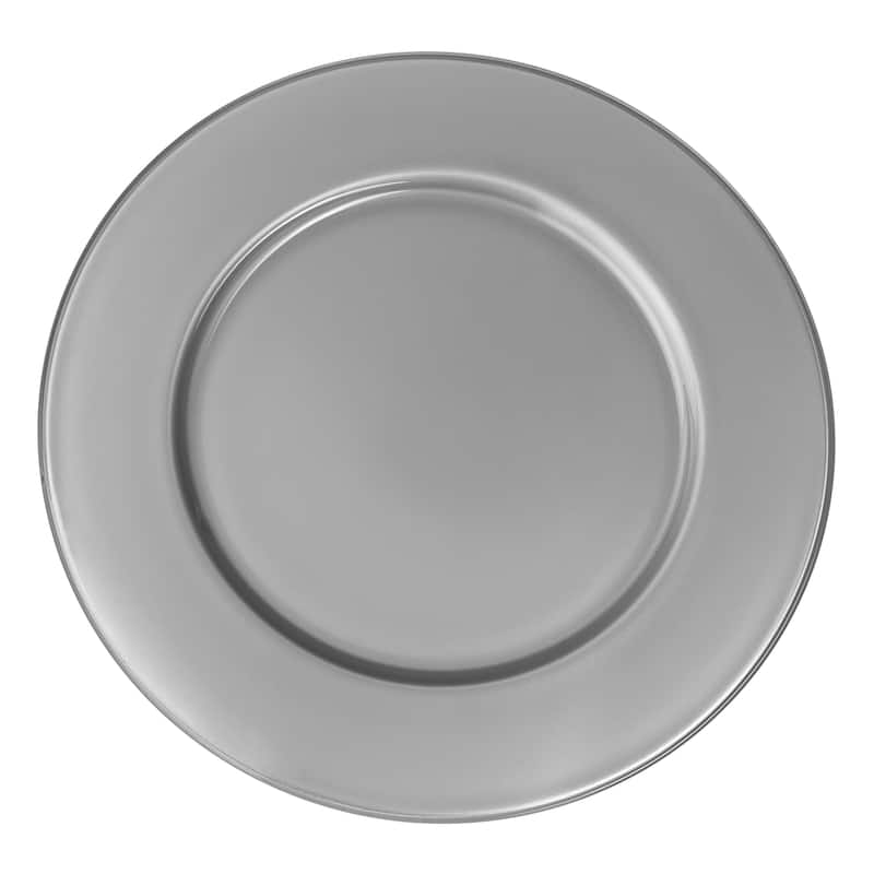Majestic gifts Inc. Glass Charger-Plates - Silver-12.5" Diameter - Set/6 - 12.5"