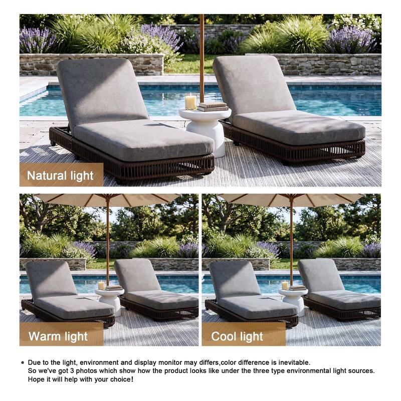 2-Piece Outdoor Chaise Lounge Chair with Adjustable Backrest Patio Pool Lounger