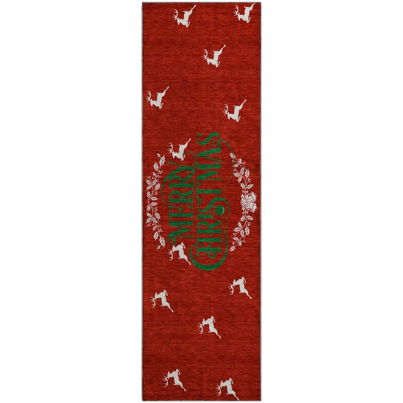 Premium Washable Super Soft Merry Christmas Wreath Mayfield Rug