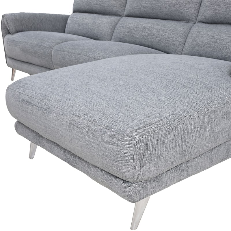 Furniture of America Pirel Modern Chenille L-Shaped Sectional Recliner with Chaise and USB Ports