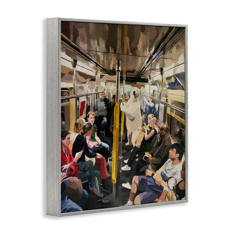 Stupell Polar Bear on Subway Framed Giclee Art Design By Keith Thomson