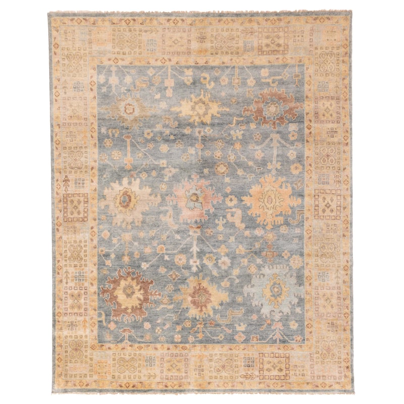 ECARPETGALLERY Hand-knotted Modern Oushak Light Denim Blue Wool Rug - 8'1 x 10'0