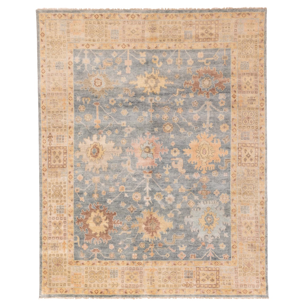 ECARPETGALLERY Hand-knotted Modern Oushak Light Denim Blue Wool Rug - 8'1 x 10'0