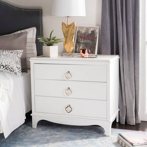 SAFAVIEH Hannon 3-Drawer Contemporary White Nightstand
