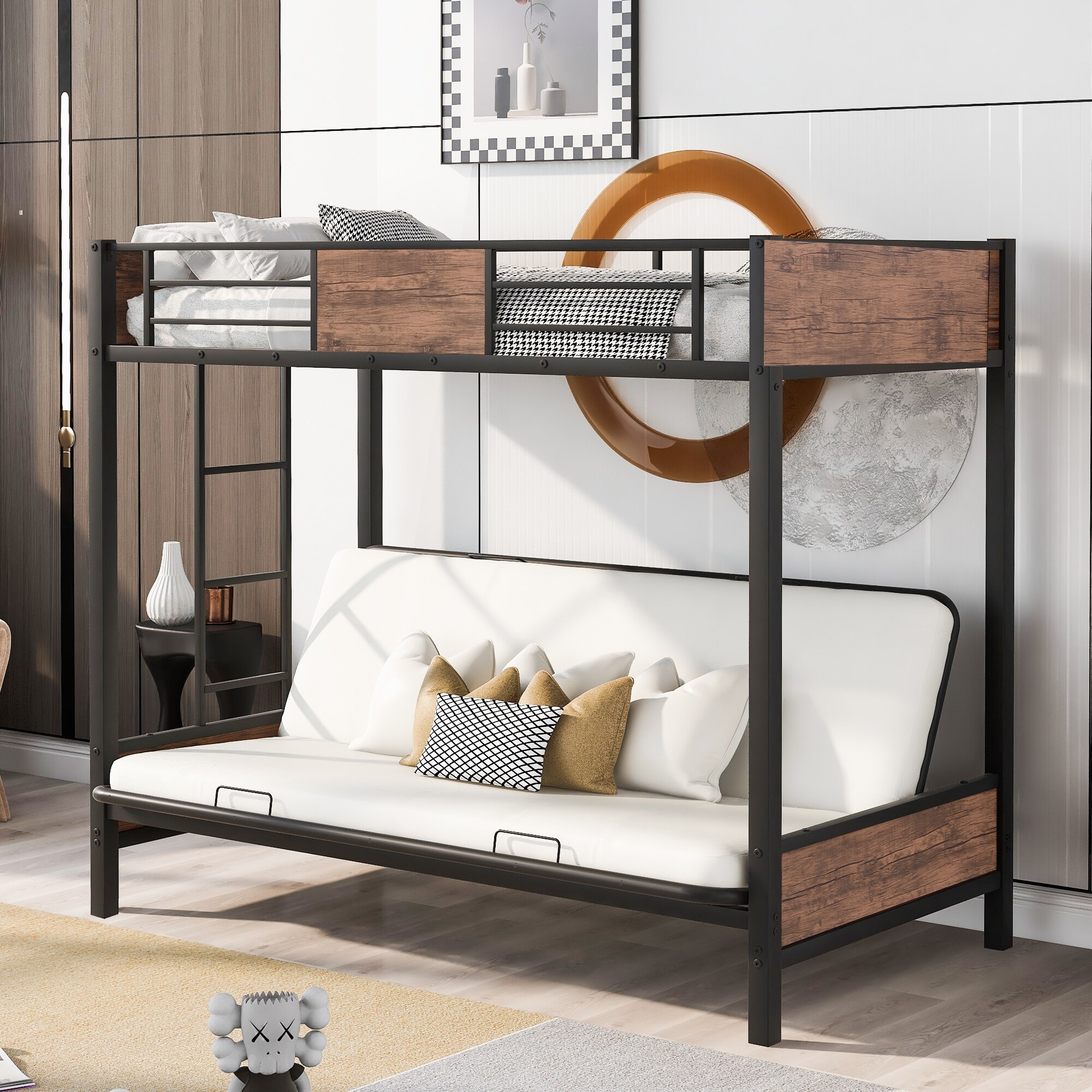 Bunk bed with futon on bottom deals