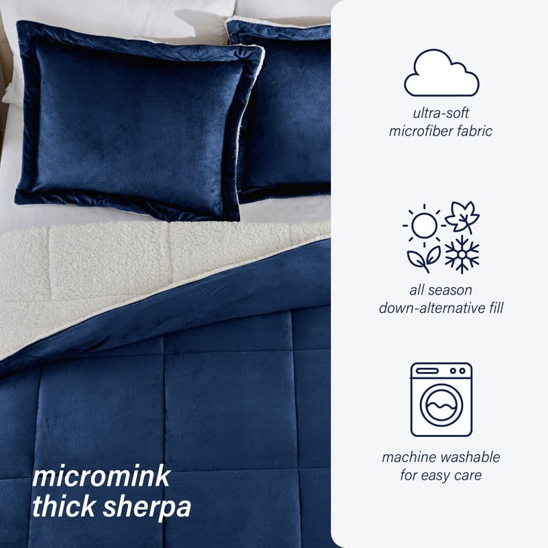 Swift Home Reversible Micromink and Sherpa Down Alternative Bedding Comforter Set