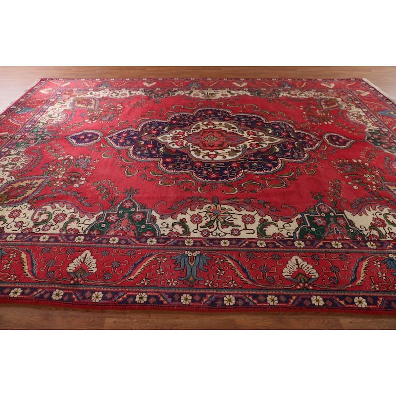 Tabriz Persian Vintage Area Rug Handmade Wool Carpet - 9'6"x 13'0"