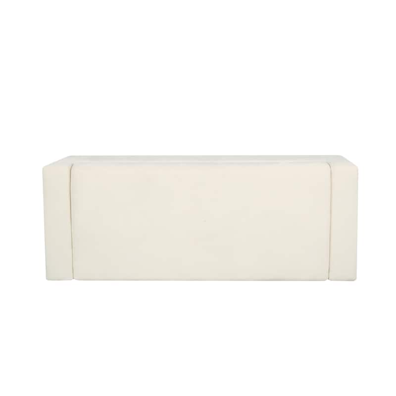 50" Ottoman Bench in Textured Fabric, Rectangular Design with Hinged Lid for Seating, Footrest, and Hidden Storage