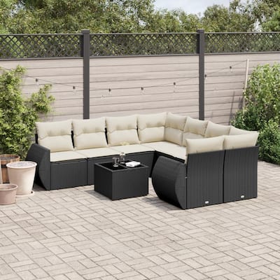 vidaXL Garden Sofa Set Black, Cream White - 21.7 x 21.7 x 14.6
