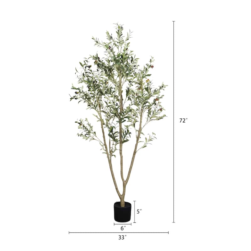 6" Artificial Olive Tree in Plastic Black Pot, 1pc/set
