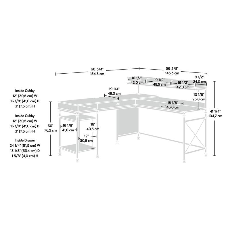 Engineered Wood Industrial L-Shaped Desk with Built-In Usb Ports And Grommet Holes, Brown