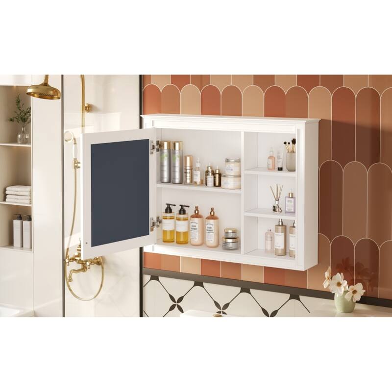 Roomfitters 36x28 Inch Medicine Cabinet, Wall Mounted Bathroom Mirror Cabinet with Adjustable Shelf, White