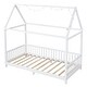 preview thumbnail 7 of 10, Wood Twin Size House Bed with Guardrail and LED Light, White