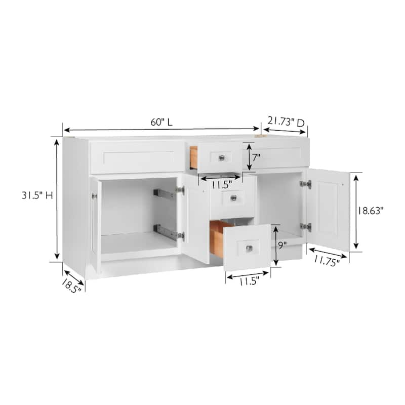 Design House 215012 Brookings 60" Double Free Standing Vanity Cabinet