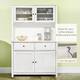 HOMCOM 63.5" Kitchen Buffet with Hutch, Pantry Storage Cabinet with 4 Shelves, Drawers, Framed Glass Doors