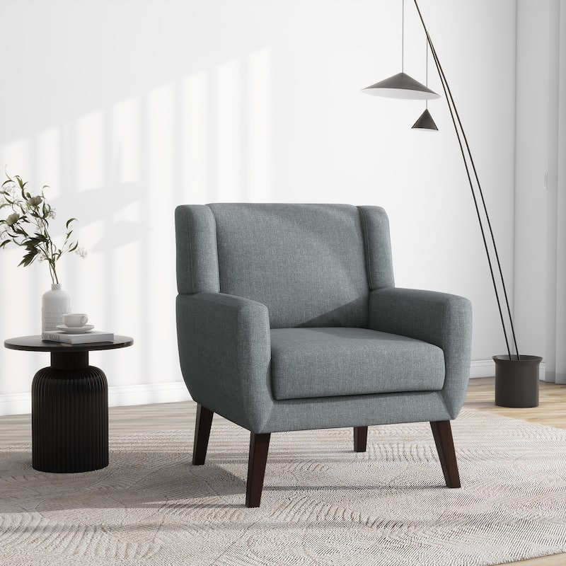 Modern Upholstered Linen Accent Chair Wingback Armchair