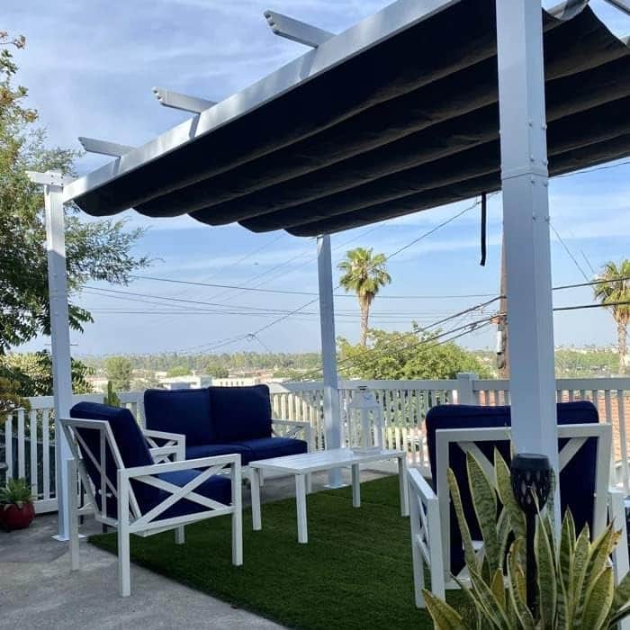 PURPLE LEAF Gazebo White Aluminium Outdoor Retractable Pergola with Canopy Cover