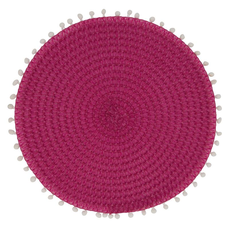 Pom Pom Design Placemats (Set of 4) - Set of 4 - Fuchsia - 15"x15"