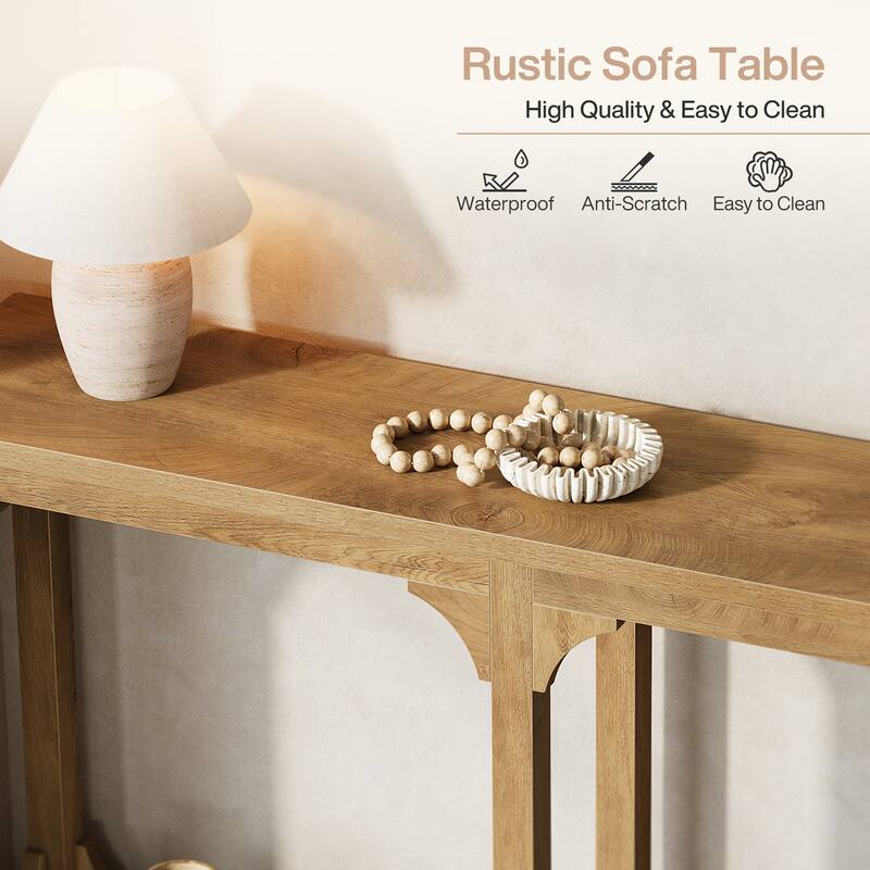 63-Inch Farmhouse Entryway Sofa Table Behind Couch