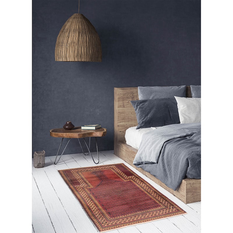 ECARPETGALLERY Hand-knotted Teimani Dark Red Wool Rug - 2'11 x 4'4