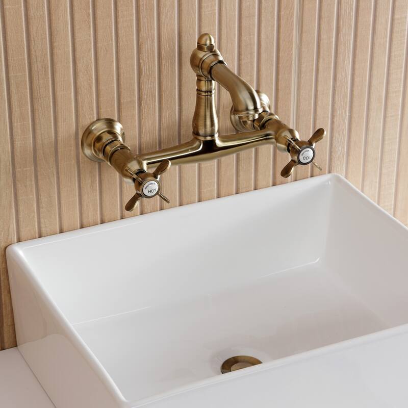 Kingston Brass Essex Two-Handle 2-Hole Wall Mount Bathroom Faucet