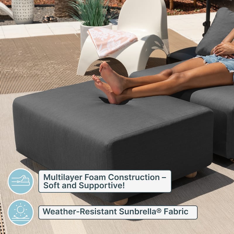 Jaxx Vada Outdoor Sun Lounger Loveseat Luxurious Modular Double Chaise and Conversation Nook - 72" W x 79.5" D x 25.5" H