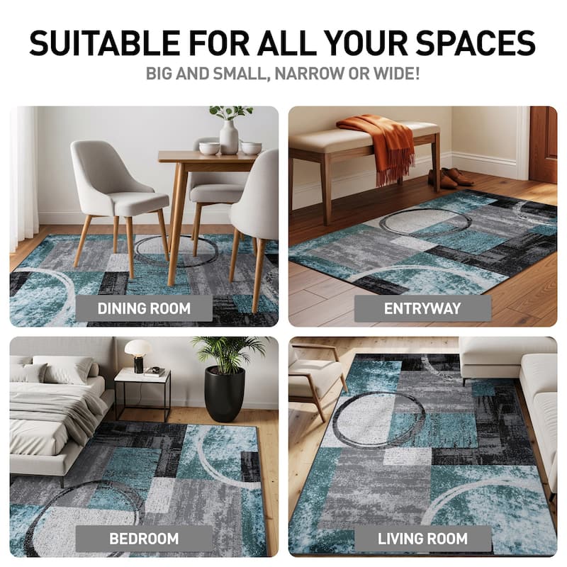 World Rug Gallery Abstract Polypropylene Machine-Made Circle Area Rug