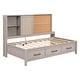preview thumbnail 22 of 24, Twin Size Lounge Daybed with 3-Drawers，Kids Cork Board Bed Frame with USB Ports and 2 Built-in Storage Shelves, Antique Wood