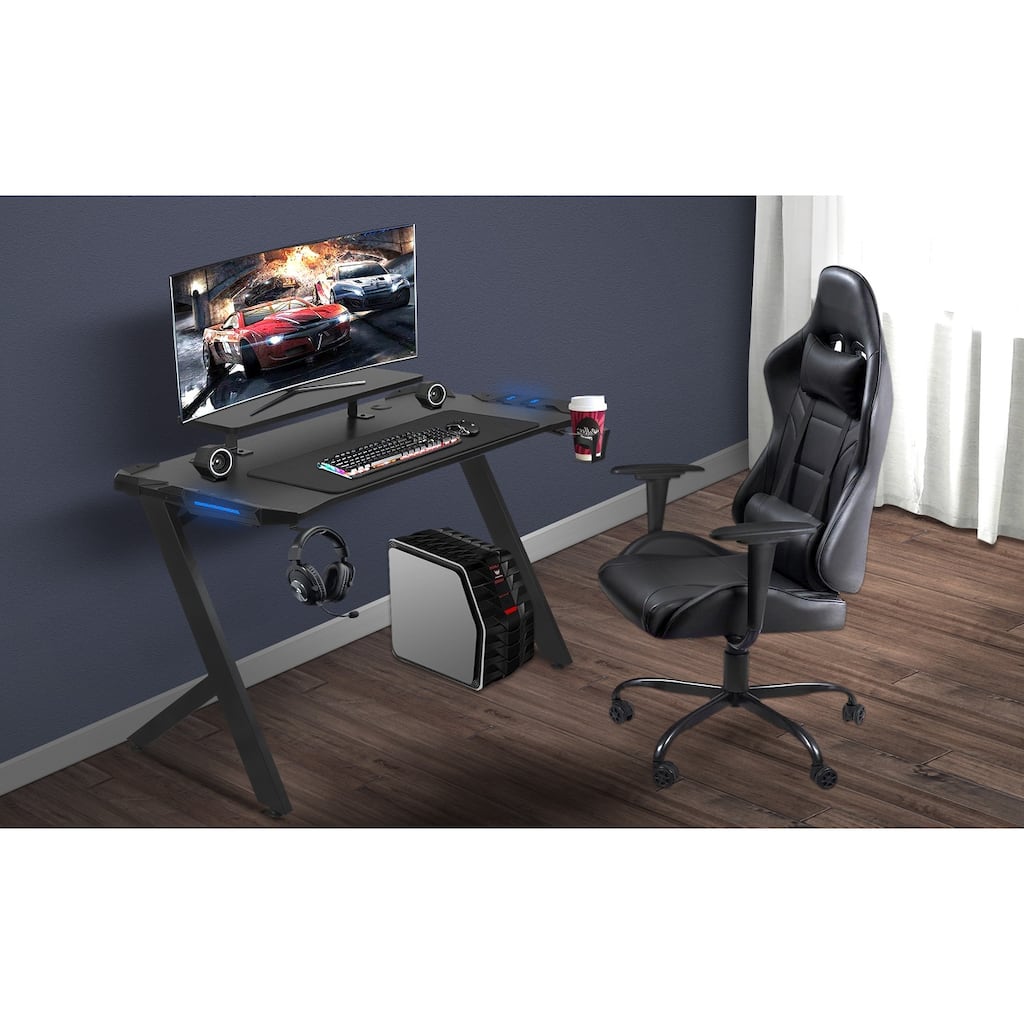 48" Gaming Computer Desk, Black (R-shape Leg)